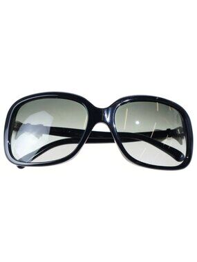 Chanel CC Logo Ribbon Motif Square Frame Sunglasses Eyewear 60 17 Black